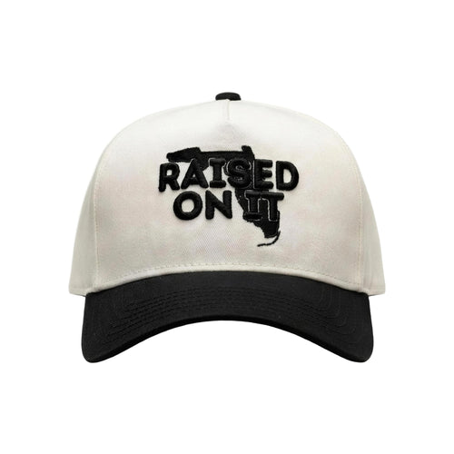 Raised On It | Florida Logo Embroidered Trucker — White/Black